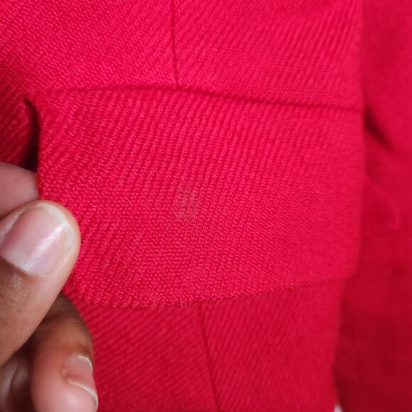 True Vintage DKNY 100% Wool Poppy Red Blazer Womens 12 90s Friends Seinfeld Coat - Picture 8 of 10
